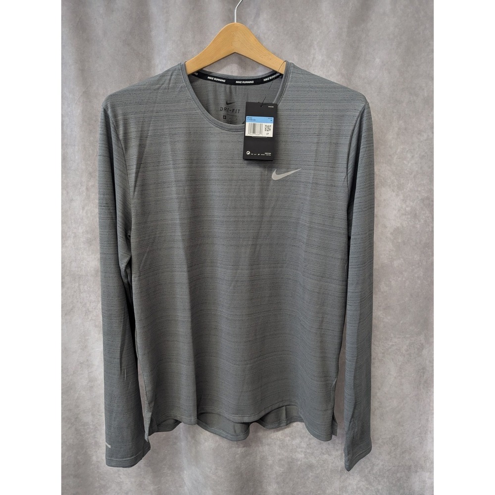 Nike Miler Long Sleeve Men M Smoke Grey